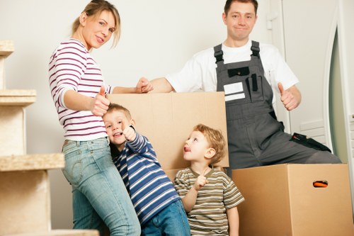 Carefully organized relocation loading in a West London street